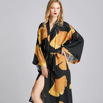 Dámy Tvaru Rayon Kvetinový Tlačené Šaty Žien Japonské Kimono Popruhy Pyžamo Femme Voľné Pohodlné Mäkké Oblečenie Pre Voľný Čas ie Darček