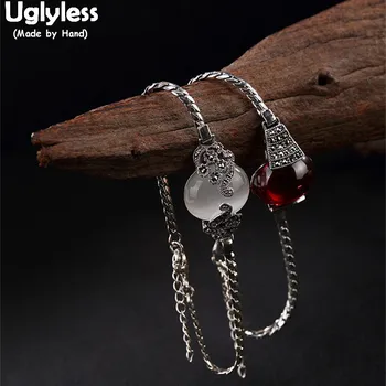 Uglyless 925 Silver Jemné Šperky Marcasite Etnických Thai Strieborné Náramky Ženy Prírody Opal Náramok Luxusné Granát Náramok Drahokam