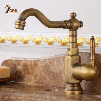 ZGRK Umývadlo Umývadlo, Batérie, Antique Brass Vody na Kúpeľ Palube Namontované Umývadlo Zmiešavacie Kohútiky 360 ° rotácia Kúpeľňa Žeriav