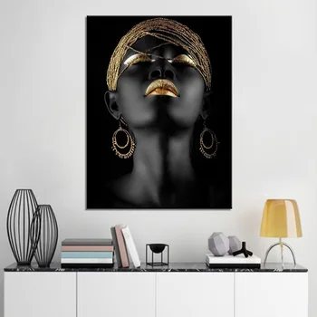 Si, Di Ke Nástenné Maľby Dekorácie Čierne Africké Dievča Plátne Obrazy pre Obývacia Izba Obrázok Maľovanie na Plátno bez rámu Domova