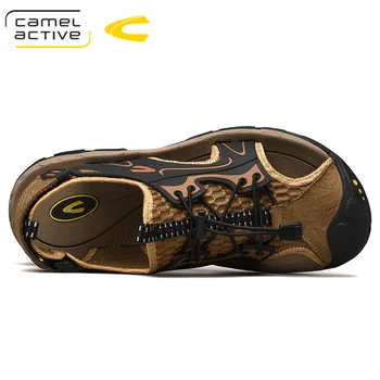 Camel Active 2019 Nové pánske Sandále Pohodlné, Priedušné Originálne Kožené Topánky Mužov Vonkajšie Plážové Sandále Ľahký Muž Topánky