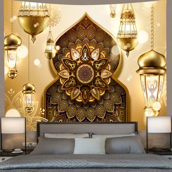 Simsant Ramadánu Kareem Gobelín Zlaté Moslimských Mesiac Svietidlo Nástenné Závesné Tapisérie pre Obývacia Izba, Spálňa Domov DormDecor
