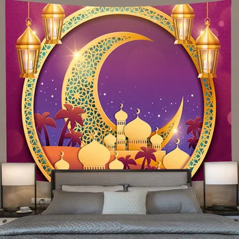 Simsant Ramadánu Kareem Gobelín Zlaté Moslimských Mesiac Svietidlo Nástenné Závesné Tapisérie pre Obývacia Izba, Spálňa Domov DormDecor