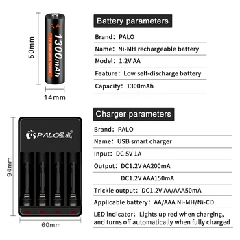 PALO AA Batérie 1.2 V Ni-MH AA Nabíjateľné Batérie LED Nabíjačky 1300MAH Batérie Pre Budík,Elektrické holiace strojčeky,Elektrické hračky