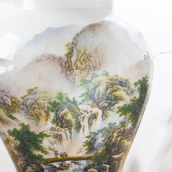 Čínsky Štýl, Starožitné Jingdezhen Porcelánu Krajiny Dekorácie Zázvor Jar Nádrž Umelecké Ornament