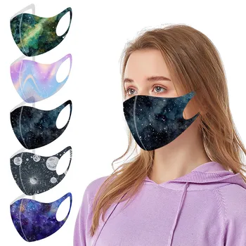 Mascara 5 Ks tie-dye Tlač Pre Dospelých Žien A Mužov Opakovane Farebné Textílie Módne Neutrálne Umývateľný Maska Poslať Rýchlo