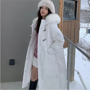 Bavlnené šaty žien 2020 zimné nový kórejský módne ox horn tlačidlo kabát harajuku bunda na Zips A-Line Dlhé