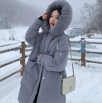 Bavlnené šaty žien 2020 zimné nový kórejský módne ox horn tlačidlo kabát harajuku bunda na Zips A-Line Dlhé