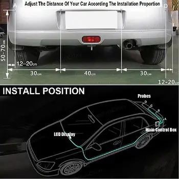 Auto Auto Parktronic LED Parkovacie snímače S 8 Senzorov na Zadnej strane Zálohy Parkovanie Radar Monitor Detektor Systém Podsvietenia Displeja