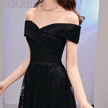 2021 Nové Jednoduché Ramena Čiernej Čipky Večerné Šaty Dlhé Milú Princezná Večerné Šaty Korzet Formálny Banket Prom Šaty