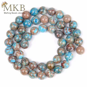 Prírodný Kameň Modrý Blázon Čipky Agates Korálky Pre Šperky, Takže 4 6 8 10 12 mm Okrúhle korálky Diy Náramok Jewellry Veľkoobchod Perles