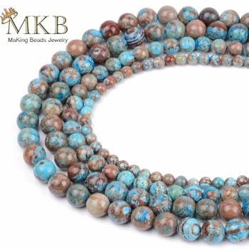 Prírodný Kameň Modrý Blázon Čipky Agates Korálky Pre Šperky, Takže 4 6 8 10 12 mm Okrúhle korálky Diy Náramok Jewellry Veľkoobchod Perles
