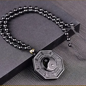 Čierny Obsidián Yin Yang Náhrdelník s Príveskom, Čínsky pánske Šperky dámske Šperky BAGUA pre Denné Nosenie Náhrdelník Prívesok 1pcs