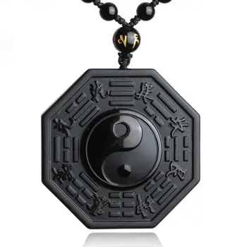 Čierny Obsidián Yin Yang Náhrdelník s Príveskom, Čínsky pánske Šperky dámske Šperky BAGUA pre Denné Nosenie Náhrdelník Prívesok 1pcs