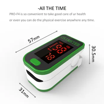 PRO-F4 Prst Pulzný Oximeter,Srdce Biť Na 1 Min Sýtosť Sledovať Pulz Srdca Hodnotiť Kyslíka v Krvi, SPO2 Schválenie CE-Zelená