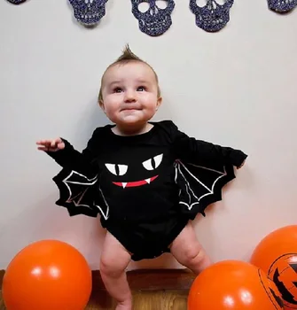 2020 Nové Halloween Jeseň Dieťa Baby Chlapci, Dievčatá 2 ks Nastaviť Bat Krídlo Dlhý Rukáv Kombinézu+Klobúk s Ušami Oblečenie, Oblečenie
