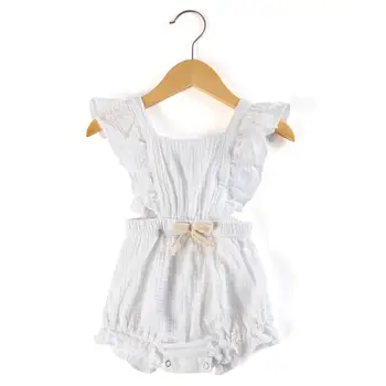 Boutique obchod Mušelínu novorodenca dievča šaty bez rukávov čipky prázdne lete batoľa dievčatá romper