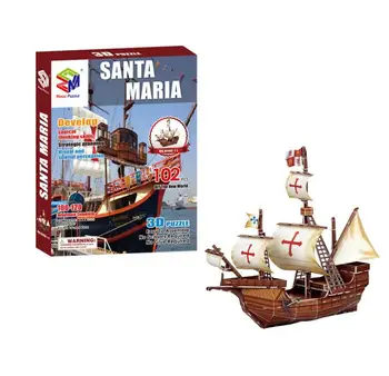 Candice guo! Magic puzzle 3D papier model HOBBY hračky vojenské mystic Santa Maria loď loď montáž hračka narodeniny Vianočný darček 1pc