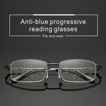 Progresívna Multifokálna Okuliare Na Čítanie Mužov Proti Blue Ray Titán Kovové Okuliare, Rám