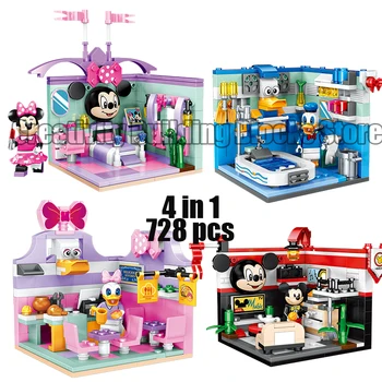 2020 Disney 4in1small stavebným hračky rozprávkový sen dom Mickey Minnie kačica model stavebné bloky pre detské hračky darček