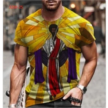 Pánske T-shirt Jednoduché Klasické Trend Príležitostné celý zápas Street Fashion Kríž Tlačiť Okrúhlym Výstrihom, Krátky Rukáv Tričko Retro
