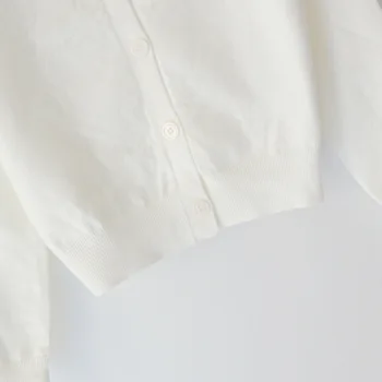 2020 Nové Pletené Výstrihu Crystal Korálkové kolo Krku Single-Breasted Dlhým Rukávom Elegantný Pletený Sveter