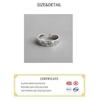925 Sterling Silver Otvoriť Krúžok pre Ženy INY Minimalistický Nepravidelný list Šperky Bijoux Narodeniny