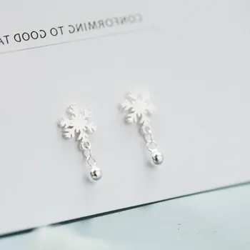 Nové Modely 925 Sterling Silver Snowflake Drop Náušnice Pre Ženy Módne Šperky mincový striebro-šperky pendientes