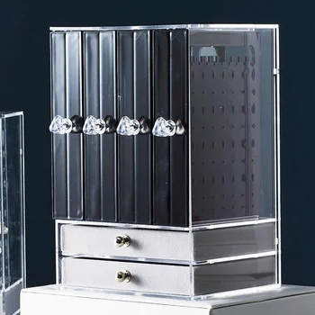 Multifunkčné Šperky Box Náušnice Polica Náušnice Úložný Box Priehľadný Displej Box Kórejský Prachotesný Princezná Šperky Rack