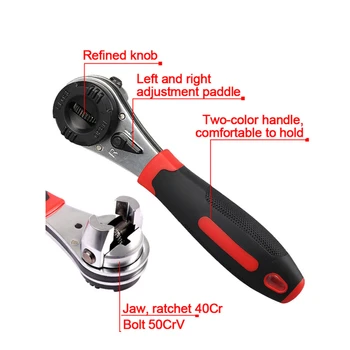 6-22mm Nastaviteľné Račňový Uťahovák Multifunkčné Plier Kľúč 2 V 1 Ruke Auto Repair Tool Univerzálny Automobilových KUTILOV, Račňový Uťahovák
