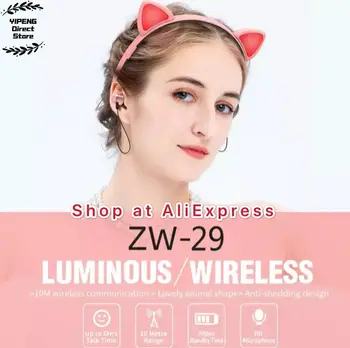 Roztomilý dievča Auto Ucho Bezdrôtové Slúchadlá Bluetooth LED Headset Darček Priateľka detské Hudobné Prilba Cosque Vlasy Spona Dekorácie