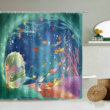Kúpeľňa Vodeodolné Sprchové Závesy Sexy Mermaid Oceáne Nepremokavé Opony Domova Wc Oblasť Pozadí Steny Handričkou