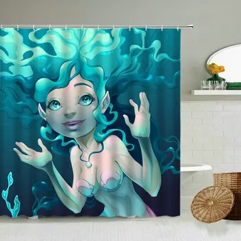 Kúpeľňa Vodeodolné Sprchové Závesy Sexy Mermaid Oceáne Nepremokavé Opony Domova Wc Oblasť Pozadí Steny Handričkou