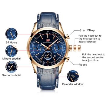 MINIFOCUS Mužov Sledujte najlepšie Luxusné Značky Obchodné Hodiny pánske náramkové hodinky Chronograf Športové Quartz Mužské Hodinky Relogio Masculino