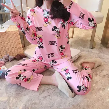 2020 Dievčatá Mickey Pyžamo Nastaviť Cartoon Minnie Žien Sleepwear Pijama Dlhý Rukáv Pyžamá Vyhovovali Oblečenie Odev Domáce oblečenie