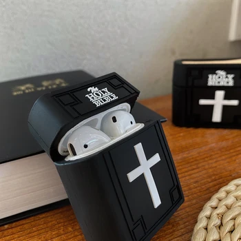 3D Biblie Svätej knihy prípade pre airpods 1 2 charge box mäkké silikónové Bluetooth bezdrôtové slúchadlá chrániť kryt pre AirPods Pro coque