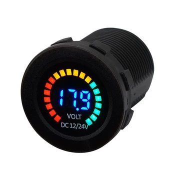 12/24V Farebné LED DC Voltmeter Digitálny Displej s Nízkym Tlakom Bzučiak Alarm Vodotesný Tester Volt Obrys Vozidla Motorové vozidlá