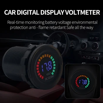 12/24V Farebné LED DC Voltmeter Digitálny Displej s Nízkym Tlakom Bzučiak Alarm Vodotesný Tester Volt Obrys Vozidla Motorové vozidlá