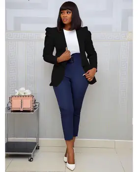 Ženy Sako Office Dámske Elegantné Outwear Dlhý Rukáv Pracovné Oblečenie Elegantná Žena Ružovej Farby Afriky Skromné Plus Veľkosť Jesenná Móda