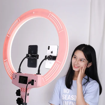 MAMEN Video Selfie Krúžok Svetlo, 18-palcové 45 cm LED Stmievateľné Fotografie Osvetlenie, Štúdio S Phonr Držiteľ 2m Statív Stojí make-up