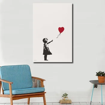 Wall Art Plátno Na Maľovanie Dievča S Balónom Plagáty A Vytlačí Dekoratívny Obraz Pre Office Obývacia Izba Domov