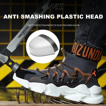 Ľahký bezpečnostná obuv non-slip veľké podrážkou nosenie-odolná voči prepichnutiu-odolné oceľové kaplnka vonkajšie športové topánky práce muž