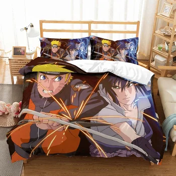 Cartoon Japonské Anime Naruto posteľná bielizeň Nastaviť Módne Chlapcov Domov Posteľná Bielizeň Nastaviť 2/3 Kus Mikrovlákna Perinu Set s obliečka na Vankúš