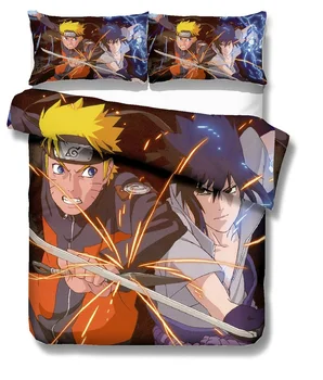 Cartoon Japonské Anime Naruto posteľná bielizeň Nastaviť Módne Chlapcov Domov Posteľná Bielizeň Nastaviť 2/3 Kus Mikrovlákna Perinu Set s obliečka na Vankúš