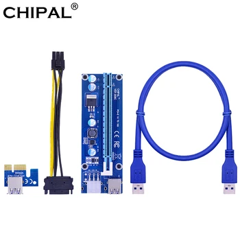 CHIPAL VER006C PCI-E Stúpačky Karty 006C PCIE 1X až 16X Extender 60 CM 100 CM USB 3.0 Kábel SATA do 6Pin Kábel Napájania pre grafický procesor (GPU Ťažba