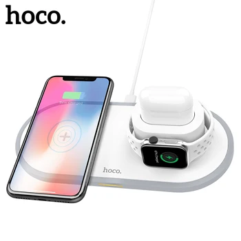 HOCO 3 v 1 Qi Bezdrôtovú Nabíjačku Pad pre iPhone 11 pro X XS Max XR pre Apple Hodinky 4 3 2 Airpods 10W Rýchle Nabitie Pre Samsung S10