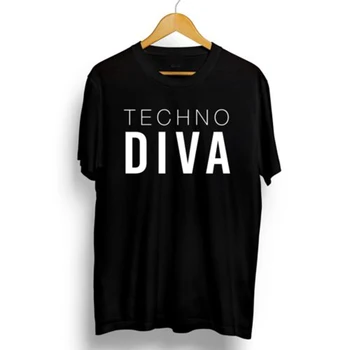 Tričko Techno Oblečenie Diva Tričko Plus Veľkosť Košele, Topy Tvorivé Diva Techno Gotickej Hudby Grafické Tees Ženy Móda XS-3XL