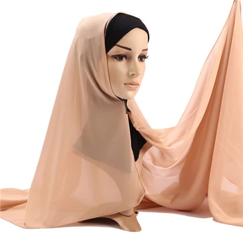 Holý Farba Šifón Šatku Hidžáb Dvojité Slučky Okamžité Hidžáb Moslimských Žien hlavu Šatkou Islamskej pripravené na Nosenie Šatky Hijabs
