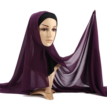 Holý Farba Šifón Šatku Hidžáb Dvojité Slučky Okamžité Hidžáb Moslimských Žien hlavu Šatkou Islamskej pripravené na Nosenie Šatky Hijabs