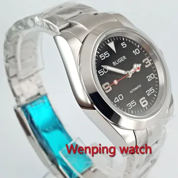40 mm Bliger sterilné black dial svetelný pevný prípade zafírové sklo NH35 pohybu automatické pánske top hodinky